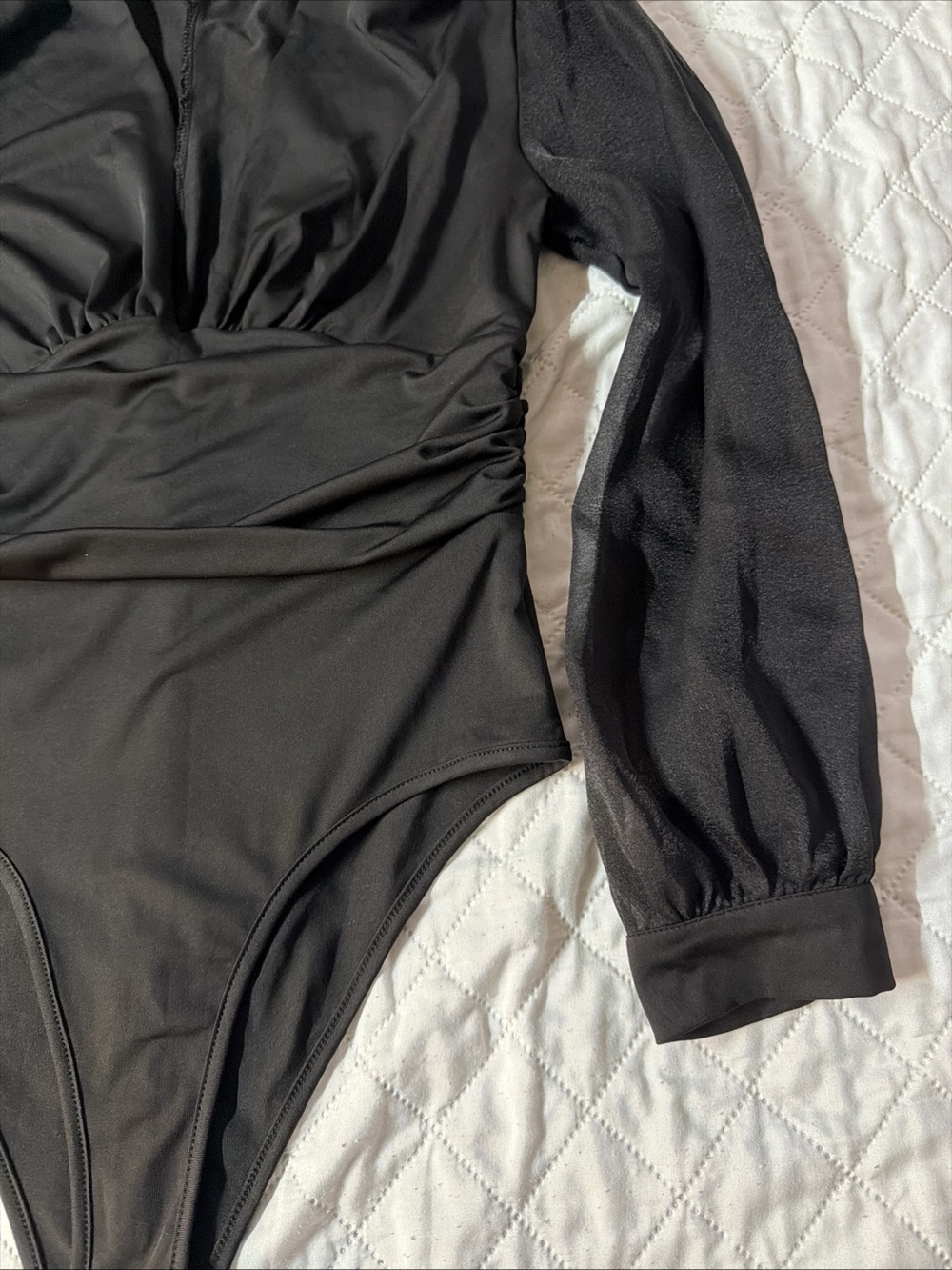 LYANER Women’s bodysuit Black Long-Sleeve One-Piece - Picture 13 of 14